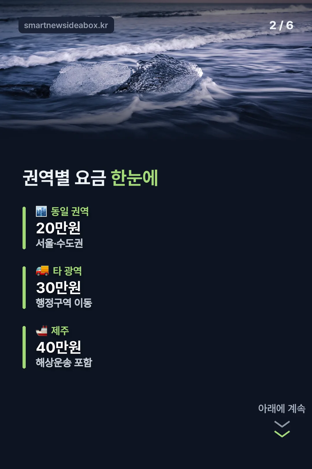 권역별 요금표