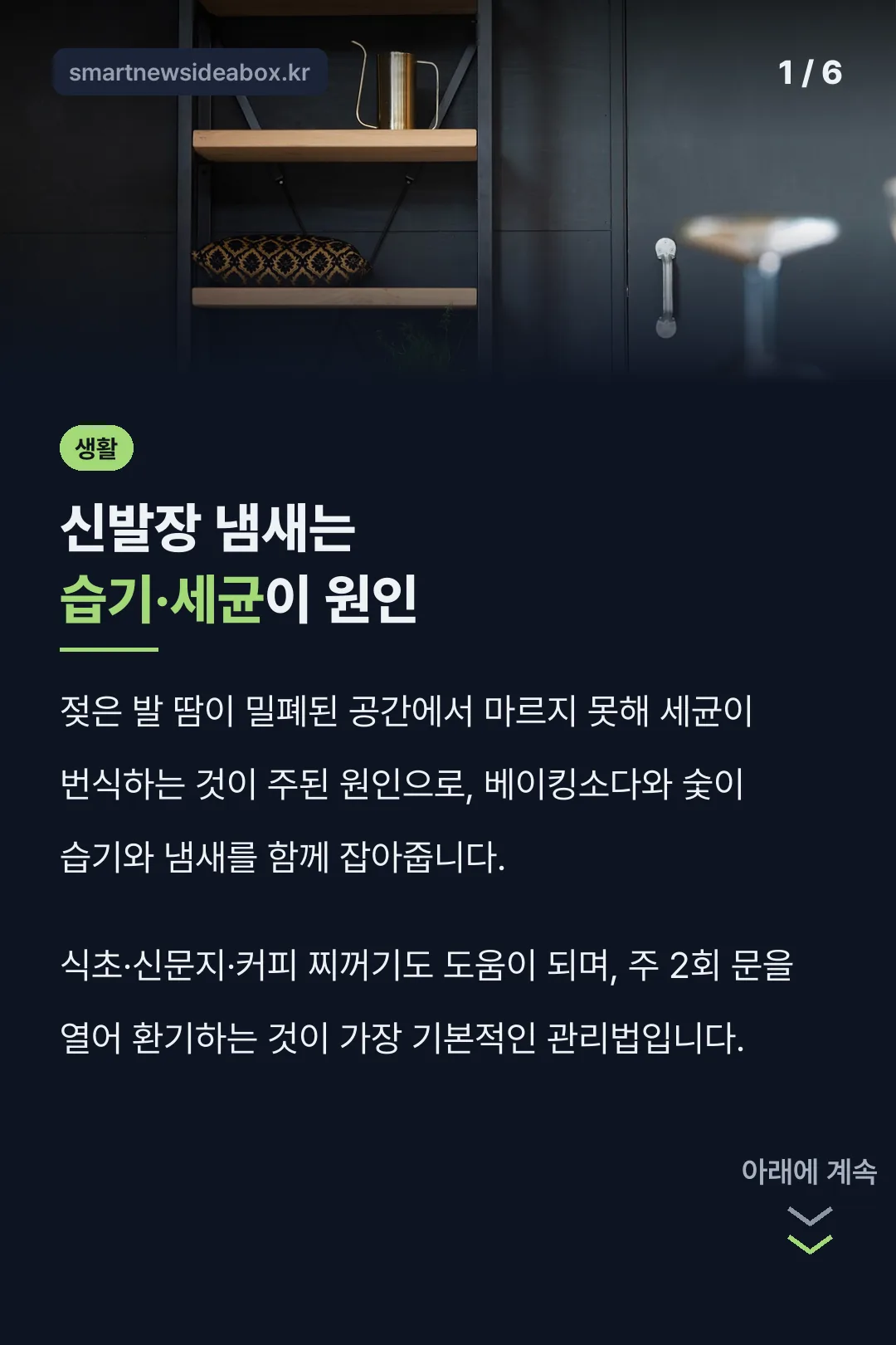 신발장 냄새는 습기·세균이 원인