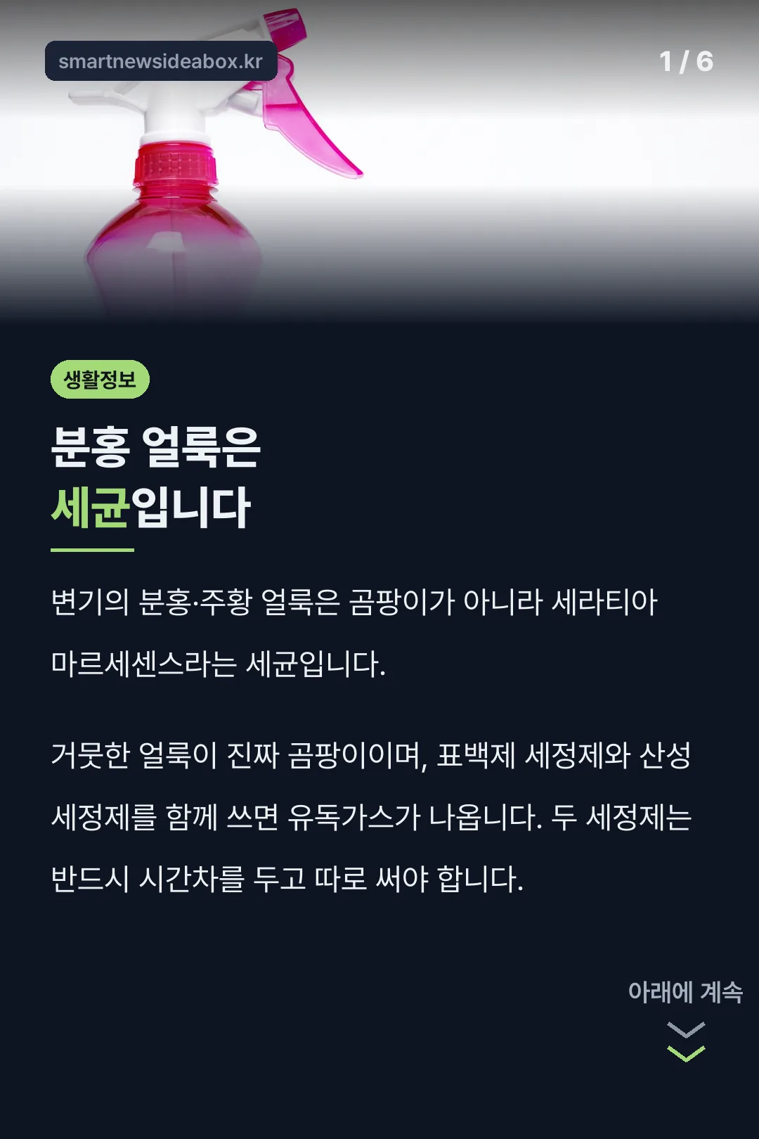 분홍 얼룩은 세균입니다