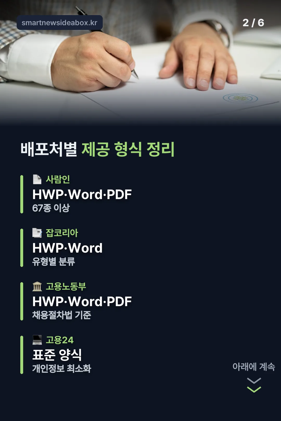 배포처별 제공 형식 정리