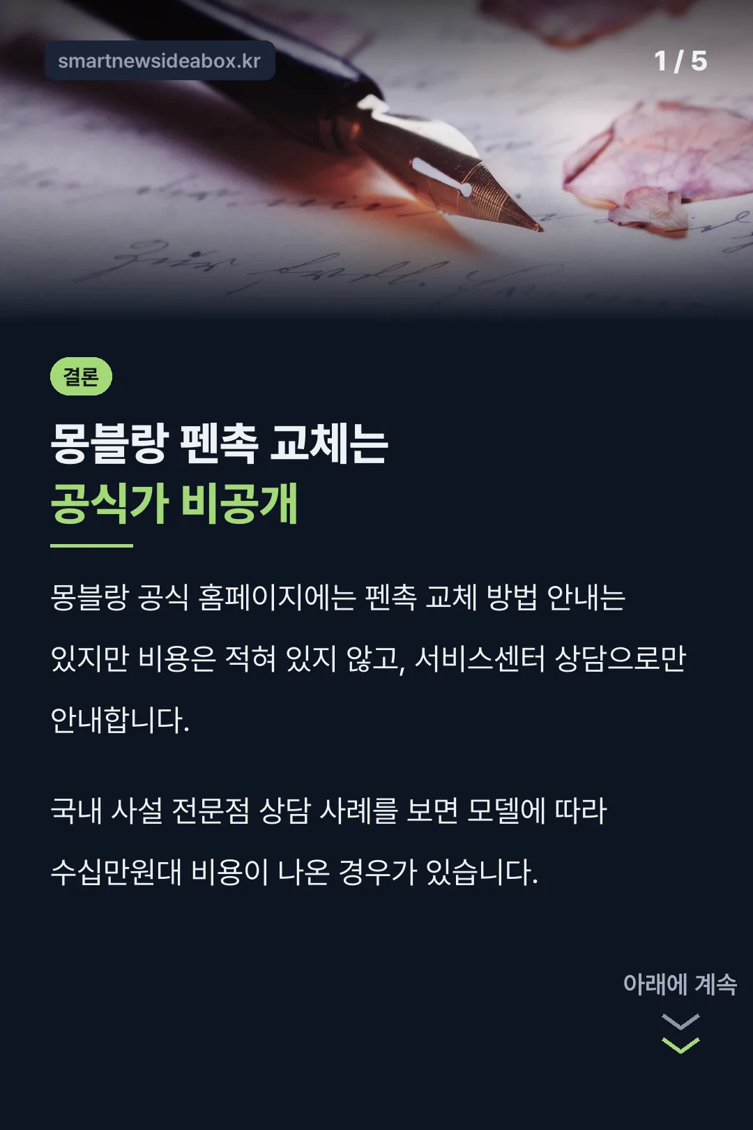몽블랑 펜촉 교체 공식가 비공개